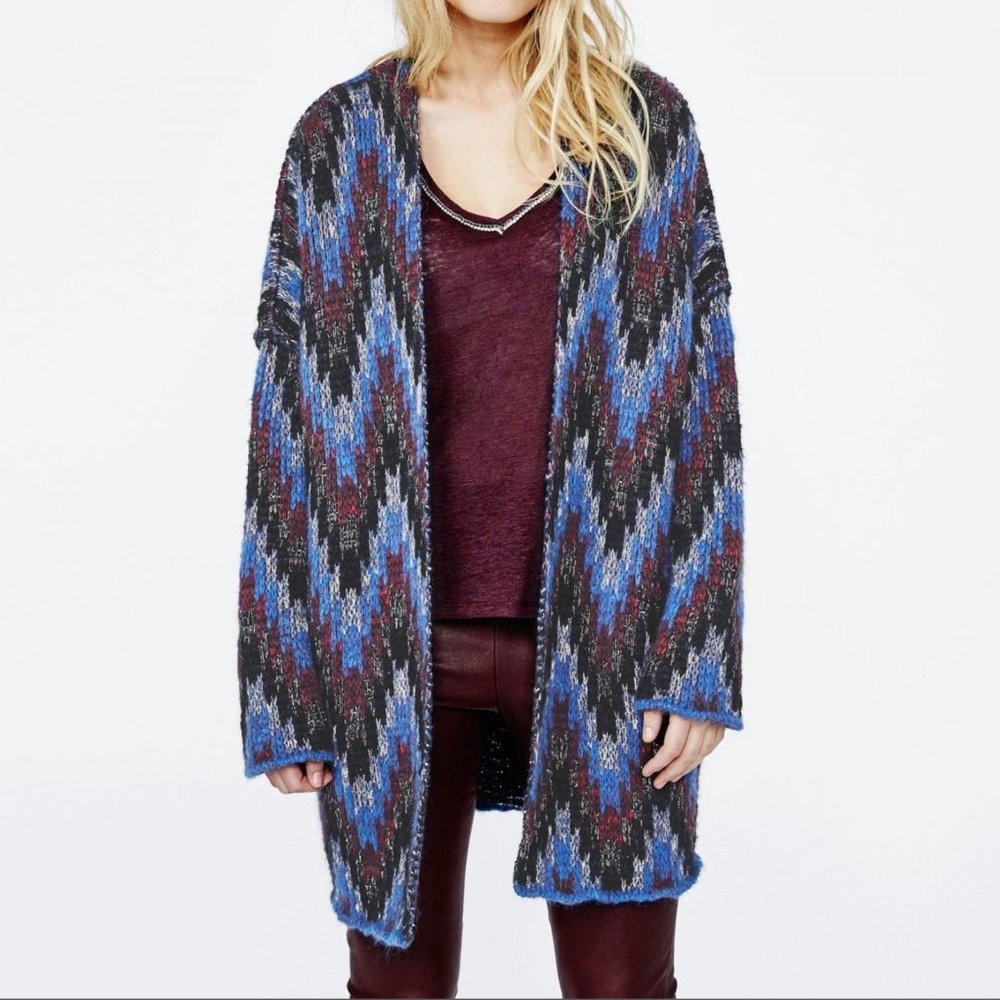 MAJE knitwear intarsia-knit zig zag cardigan coat - Picture 2 of 11